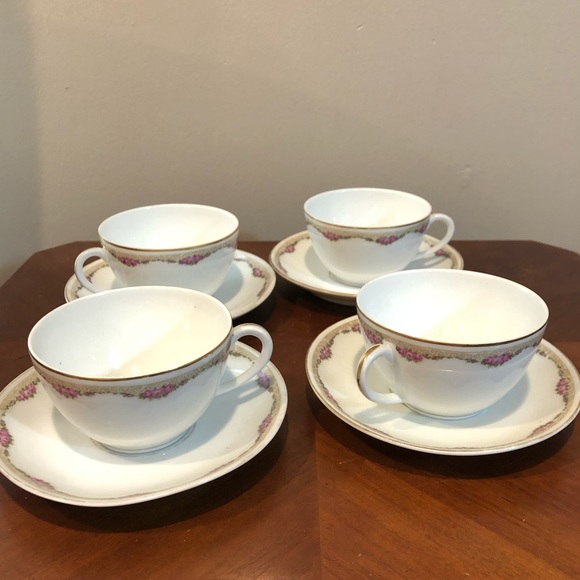 Fraureuth porcelain hand painted teacup & saucer - 8 pieces - Picture 2 of 4